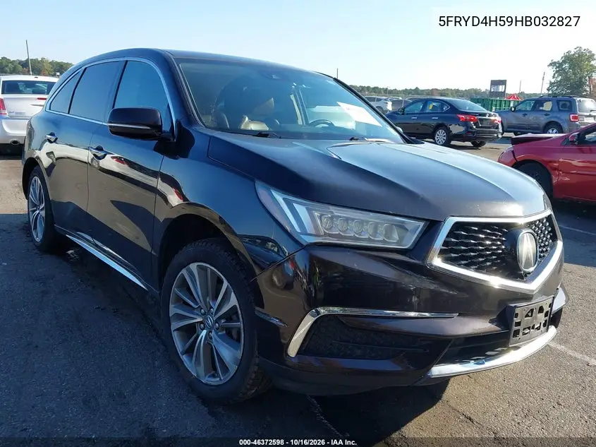 ACURA MDX 2017, VIN 5FRYD4H59HB032827