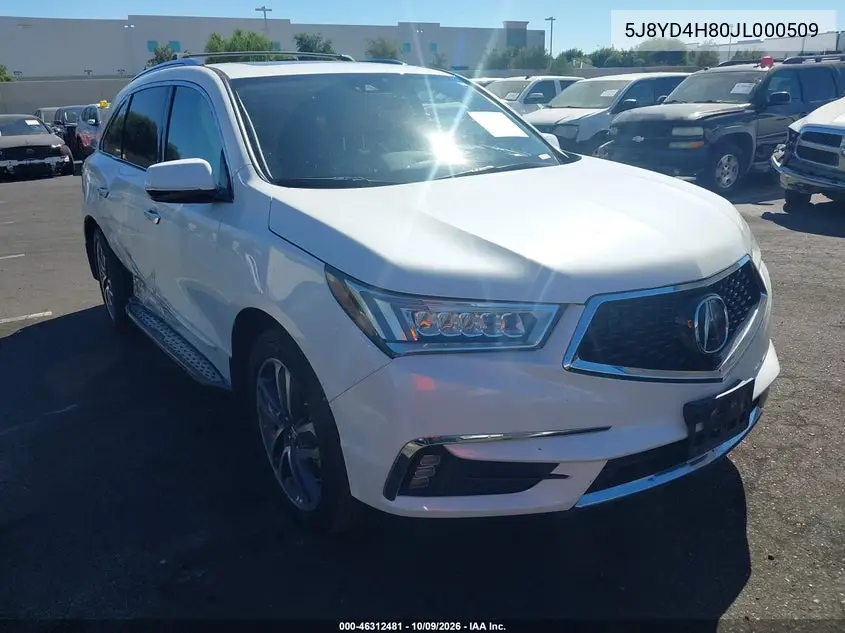 ACURA MDX 2018, VIN 5J8YD4H80JL000509