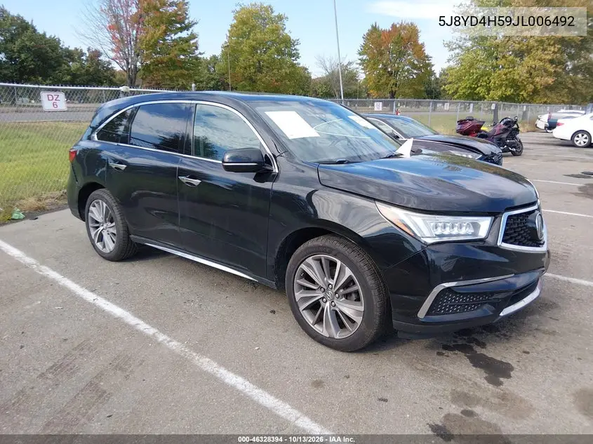 ACURA MDX 2018, VIN 5J8YD4H59JL006492