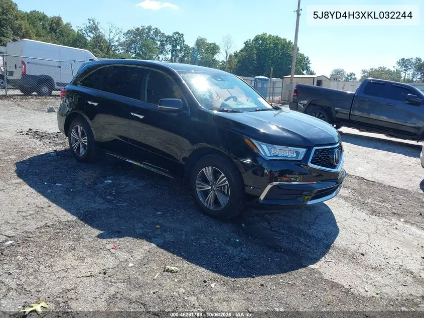 ACURA MDX 2019, VIN 5J8YD4H3XKL032244
