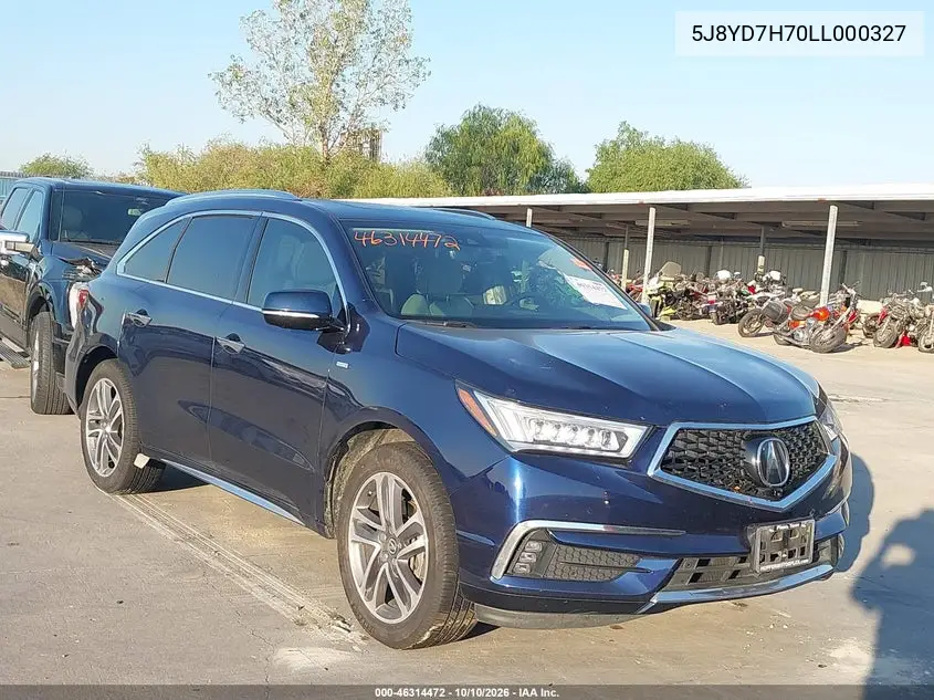 ACURA MDX 2020, VIN 5J8YD7H70LL000327