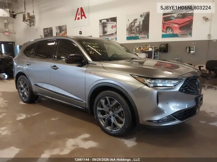 ACURA MDX 2022, VIN 5J8YE1H06NL803224