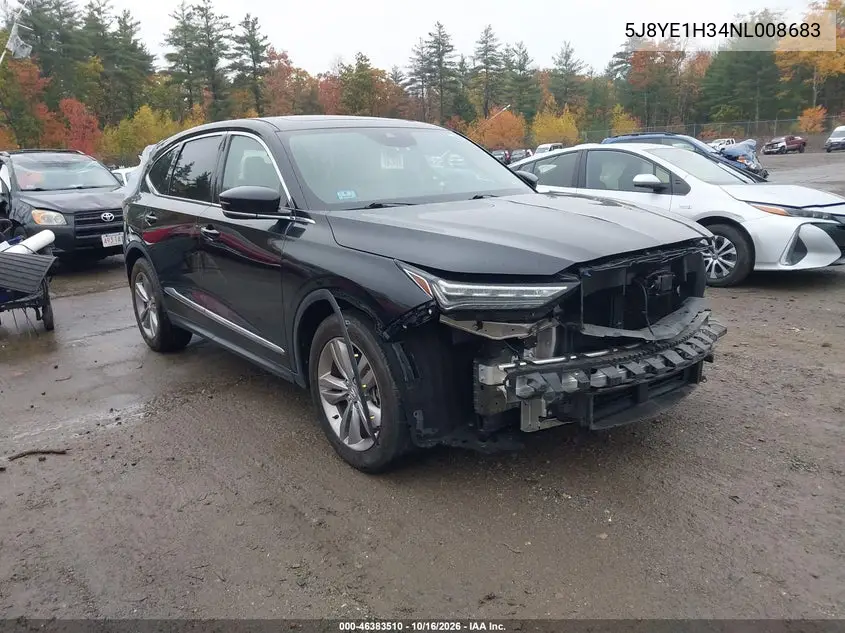 ACURA MDX 2022, VIN 5J8YE1H34NL008683