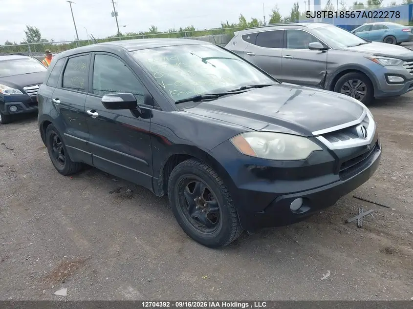ACURA RDX 2007, VIN 5J8TB18567A022278