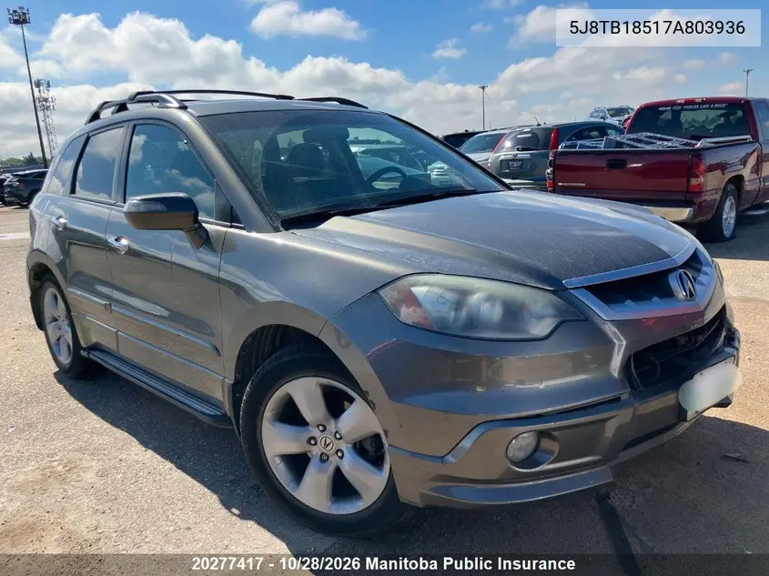 ACURA RDX 2007, VIN 5J8TB18517A803936