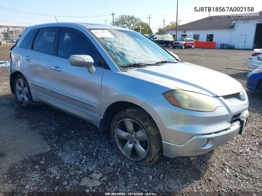 ACURA RDX 2007, VIN 5J8TB18567A002158