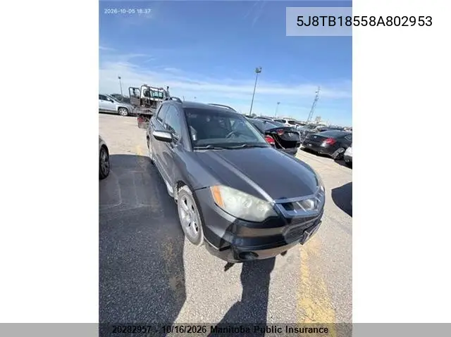 ACURA RDX 2008, VIN 5J8TB18558A802953