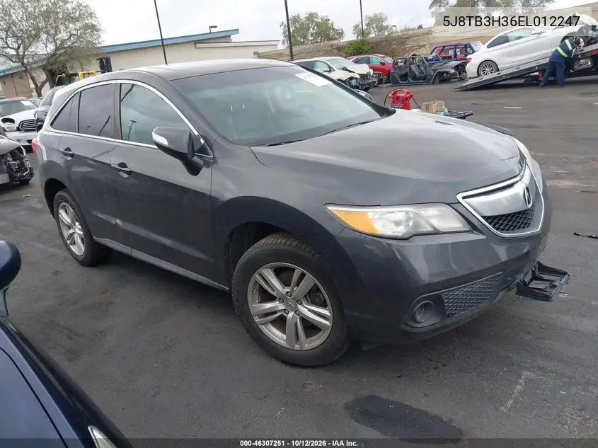 ACURA RDX 2014, VIN 5J8TB3H36EL012247