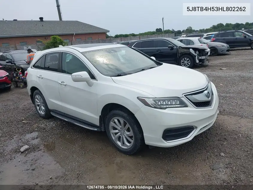 ACURA RDX 2017, VIN 5J8TB4H53HL802262