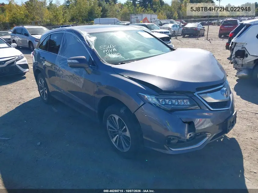 ACURA RDX 2017, VIN 5J8TB4H72HL022948