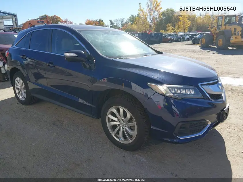 ACURA RDX 2017, VIN 5J8TB4H58HL005540