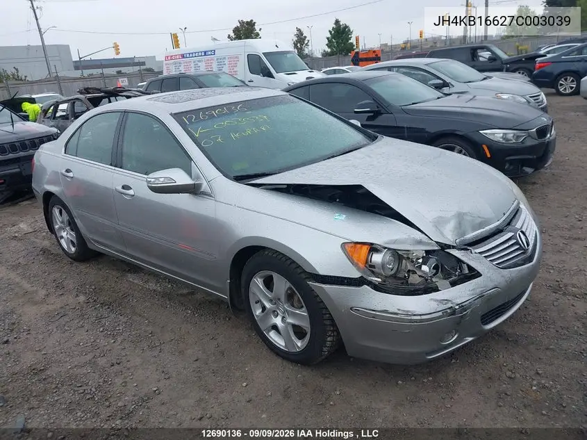 ACURA RL 2007, VIN JH4KB16627C003039