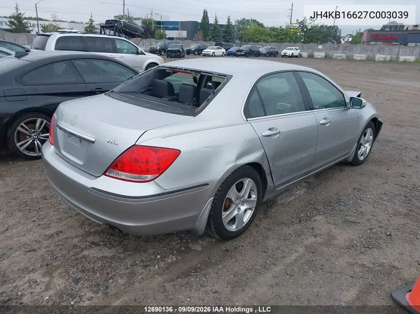 2007 ACURA RL VIN JH4KB16627C003039 — фото 4