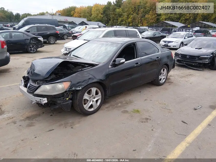 2008 ACURA RL VIN JH4KB16698C002407 — фото 2