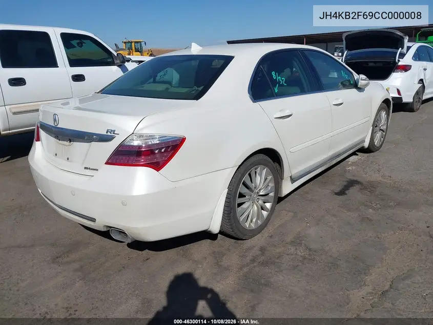 2012 ACURA RL VIN JH4KB2F69CC000008 — фото 4