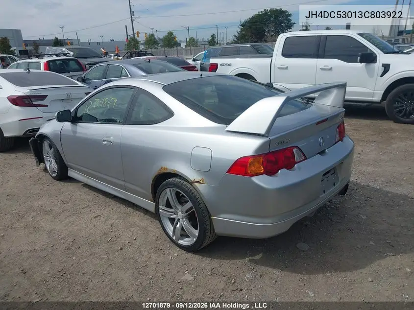2003 ACURA RSX VIN JH4DC53013C803922 — фото 3