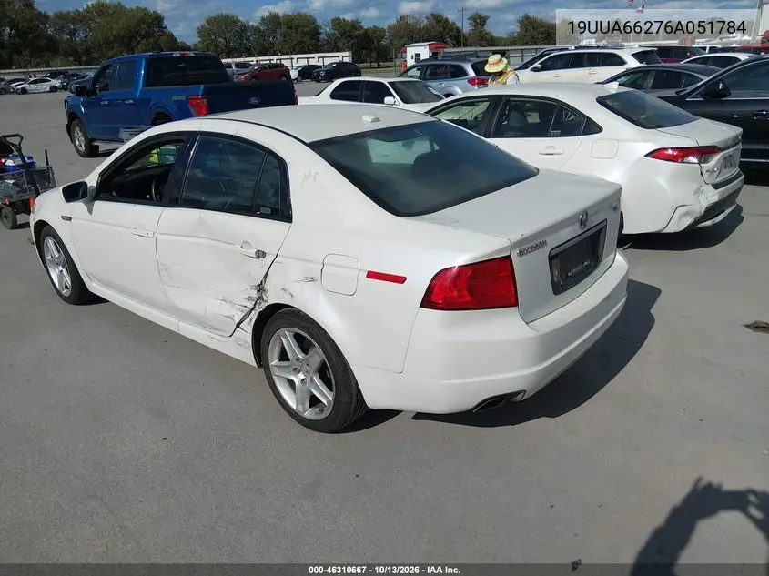 ACURA TL 2006, VIN 19UUA66276A051784