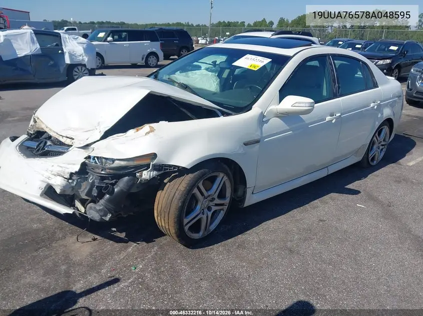 2008 ACURA TL VIN 19UUA76578A048595 — фото 2