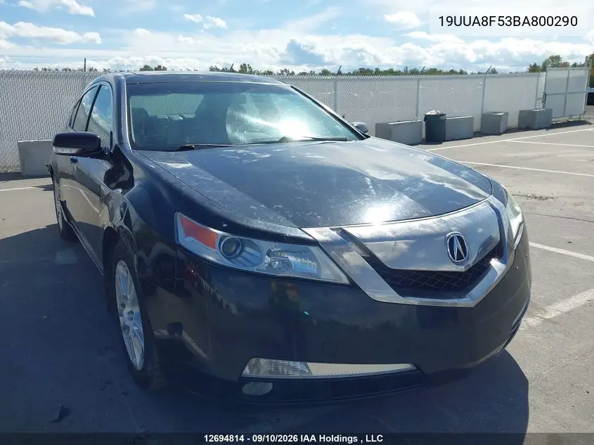 ACURA TL 2011, VIN 19UUA8F53BA800290