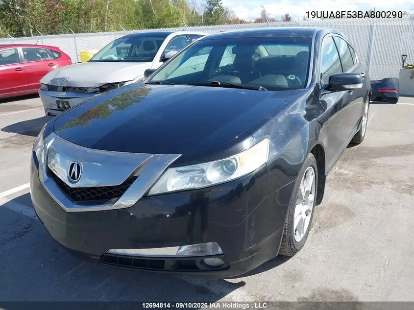 2011 ACURA TL VIN 19UUA8F53BA800290 — фото 2