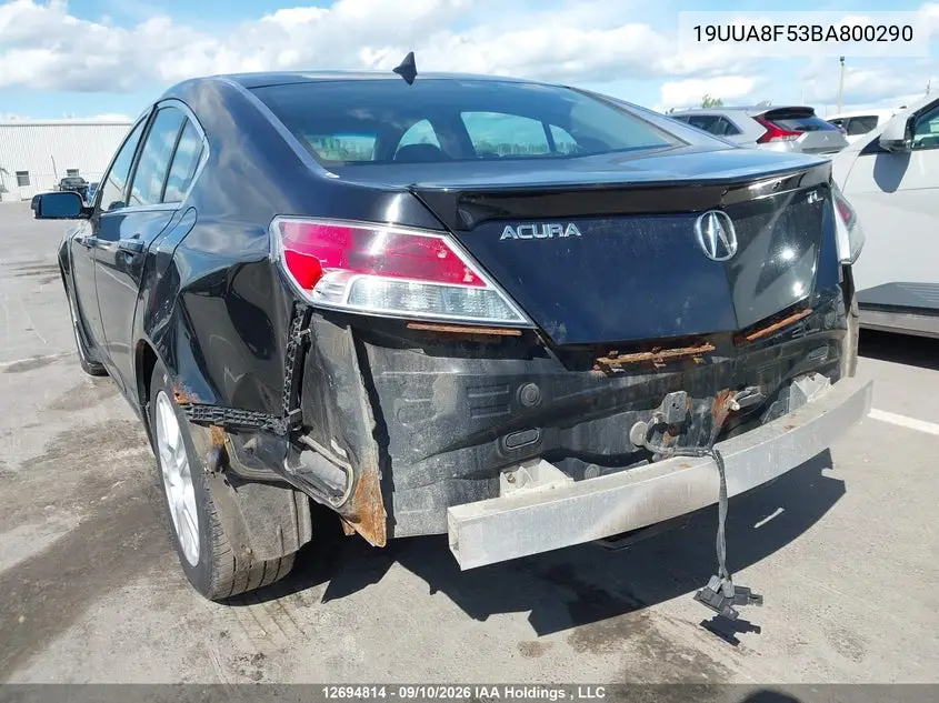2011 ACURA TL VIN 19UUA8F53BA800290 — фото 3