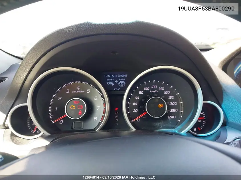 2011 ACURA TL VIN 19UUA8F53BA800290 — фото 7