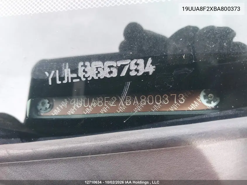 2011 ACURA TL VIN 19UUA8F2XBA800373 — фото 20