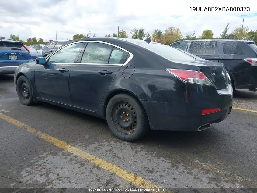 2011 ACURA TL VIN 19UUA8F2XBA800373 — фото 3