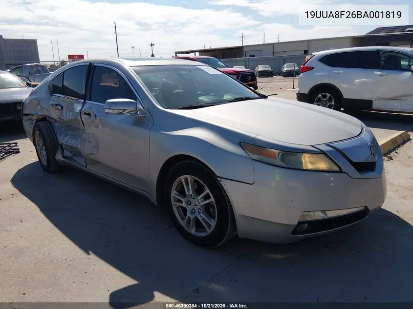 ACURA TL 2011, VIN 19UUA8F26BA001819