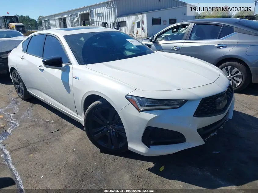 ACURA TLX 2021, VIN 19UUB5F51MA003339