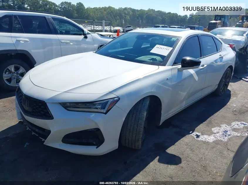 2021 ACURA TLX VIN 19UUB5F51MA003339 — фото 2