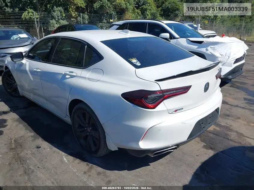 2021 ACURA TLX VIN 19UUB5F51MA003339 — фото 3