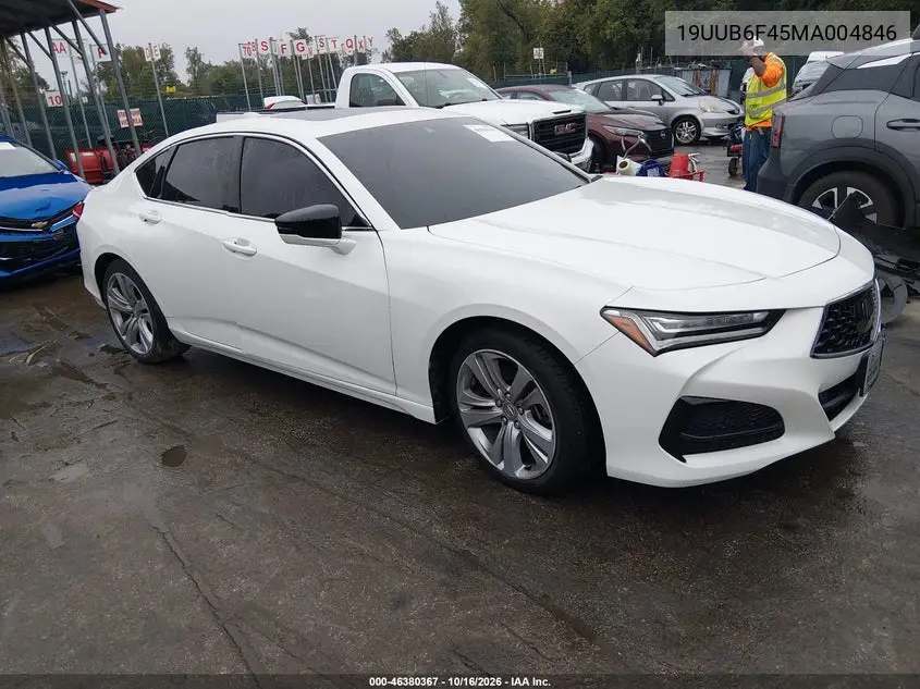 ACURA TLX 2021, VIN 19UUB6F45MA004846