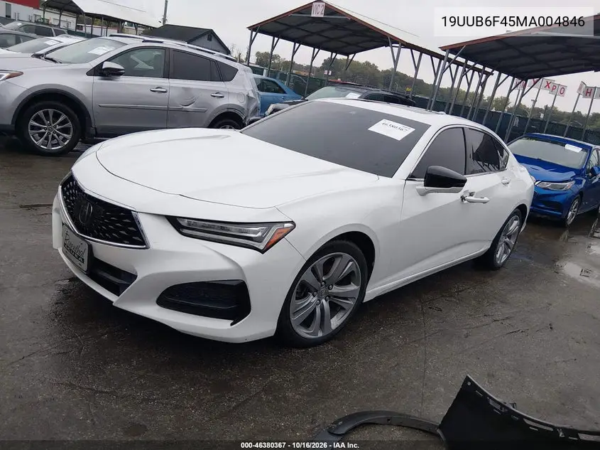 2021 ACURA TLX VIN 19UUB6F45MA004846 — фото 2