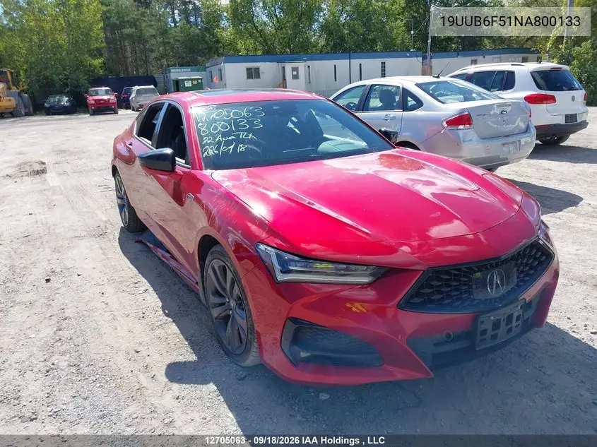 ACURA TLX 2022, VIN 19UUB6F51NA800133