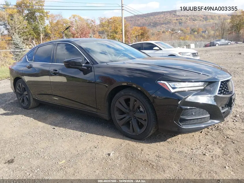ACURA TLX 2022, VIN 19UUB5F49NA003355