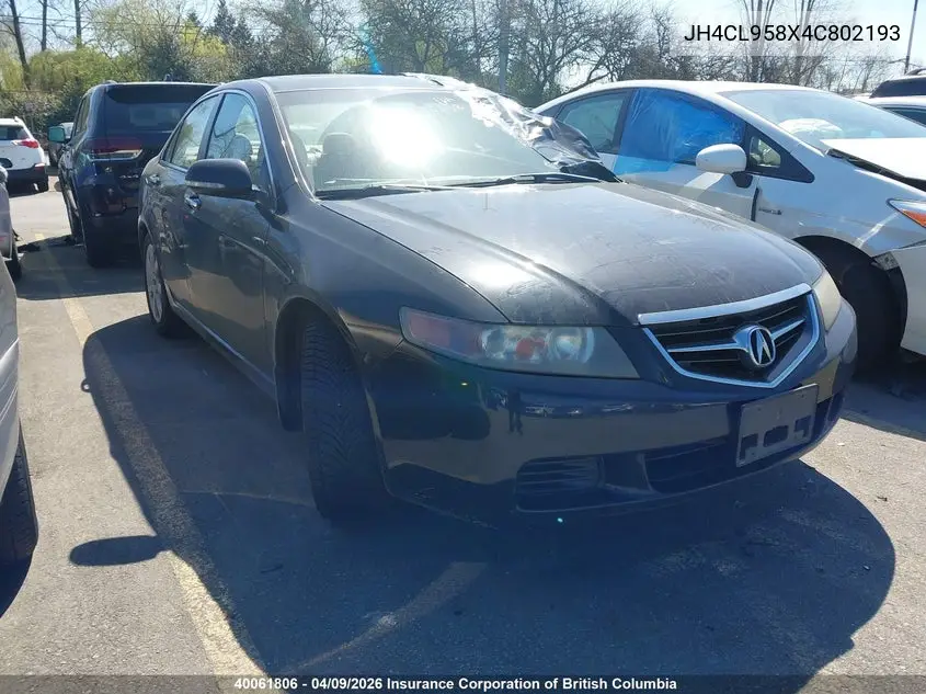ACURA TSX 2004, VIN JH4CL958X4C802193