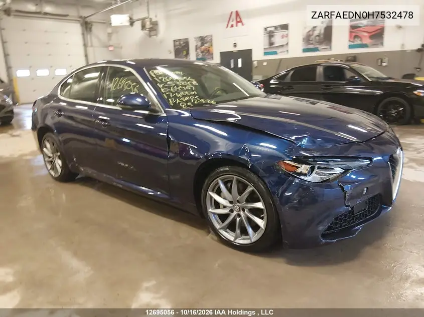 ALFA ROMEO GIULIA 2017, VIN ZARFAEDN0H7532478