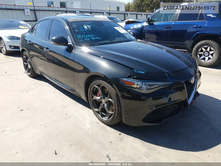 ALFA ROMEO GIULIA 2018, VIN ZARFAEEN2J7565972