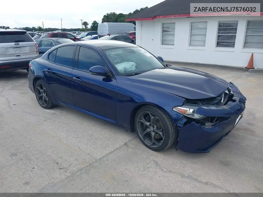 ALFA ROMEO GIULIA 2018, VIN ZARFAECN5J7576032