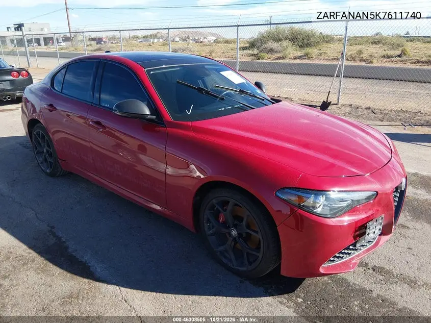 ALFA ROMEO GIULIA 2019, VIN ZARFANAN5K7611740