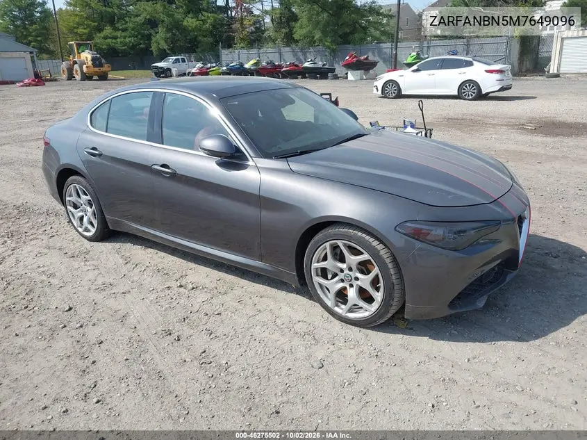 ALFA ROMEO GIULIA 2021, VIN ZARFANBN5M7649096