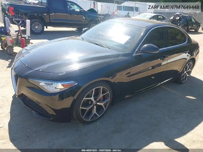 2021 ALFA ROMEO GIULIA VIN ZARFAMBN7M7649448 — фото 2