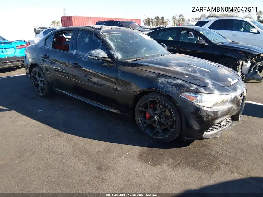 ALFA ROMEO GIULIA 2021, VIN ZARFAMBN0M7647511