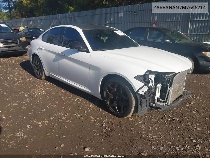 ALFA ROMEO GIULIA 2021, VIN ZARFANAN7M7645214