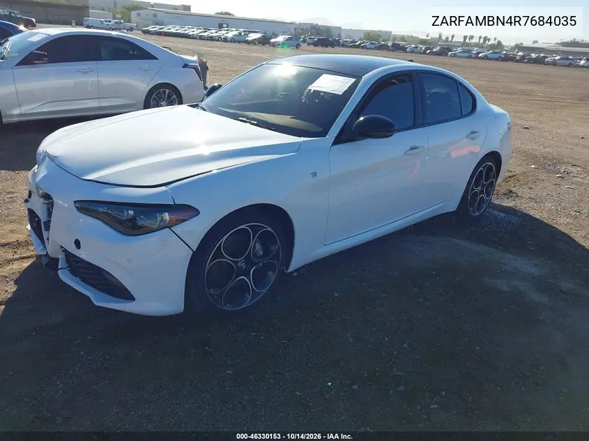 2024 ALFA ROMEO GIULIA VIN ZARFAMBN4R7684035 — фото 2
