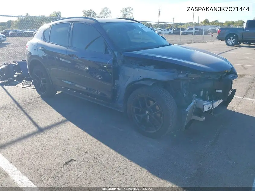 ALFA ROMEO STELVIO 2019, VIN ZASPAKAN3K7C71444
