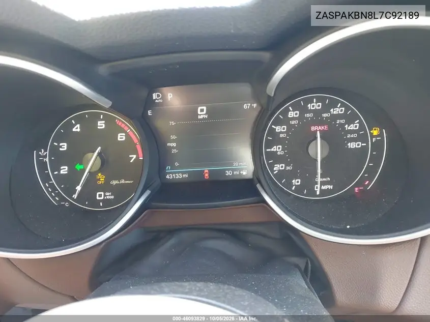 2020 ALFA ROMEO STELVIO VIN ZASPAKBN8L7C92189 — фото 15