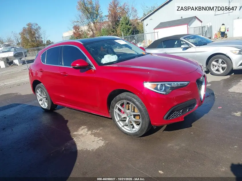 ALFA ROMEO STELVIO 2021, VIN ZASPAKBN0M7D05647
