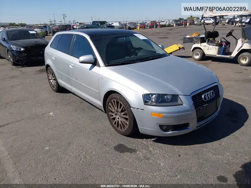 AUDI A3 2006, VIN WAUMF78P06A002289